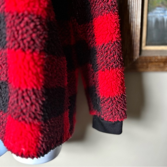 Mentally Exhausted Plaid Teddy Hoodie - Picture 3 of 4